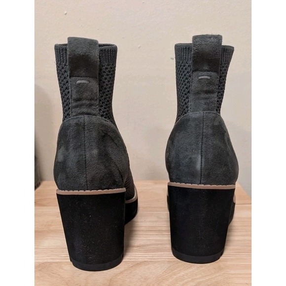 Eileen Fisher 5.5 Boots London Recyled Quill Grey Knit Suede Wedge Ankle Modest - Picture 4 of 8